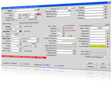 OPERA PMS Reservation Screenshot